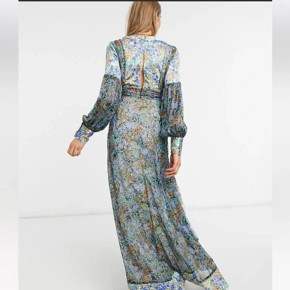 ASOS Hippie Fairycore Festival Mermaid Maxi Dress Ditsy Print Boho Floral Vamp - Picture 9 of 13